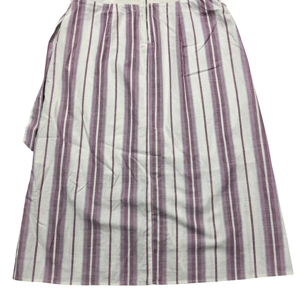 Costal Chic Wrap Skirt Cotton Midi Dress Womens 10 Purple White Express